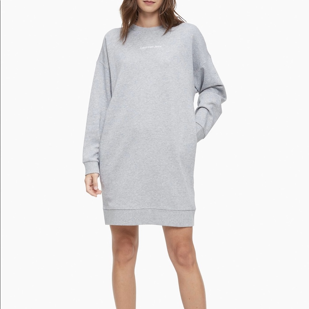 Calvin Klein Relaxed Fit Micro Logo Sweatshirt Dress